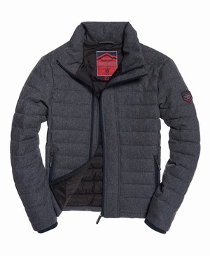 Superdry Tweed Double Cipzár Fuji Férfi Kabát Sötétkék | FIRCT7364